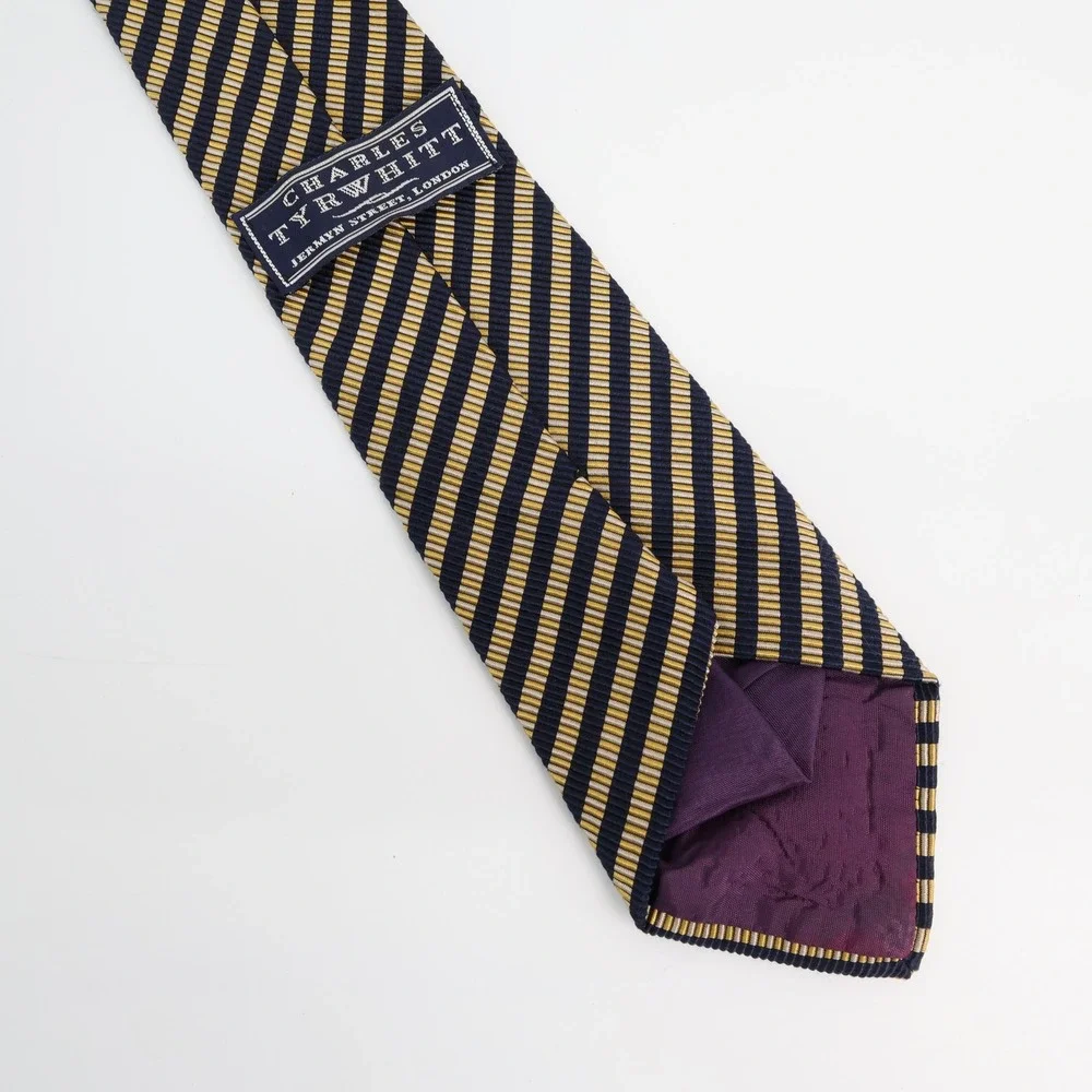 Charles Tyrwhitt Necktie Jermyn Street‎ London Blue Gold Striped Business Career